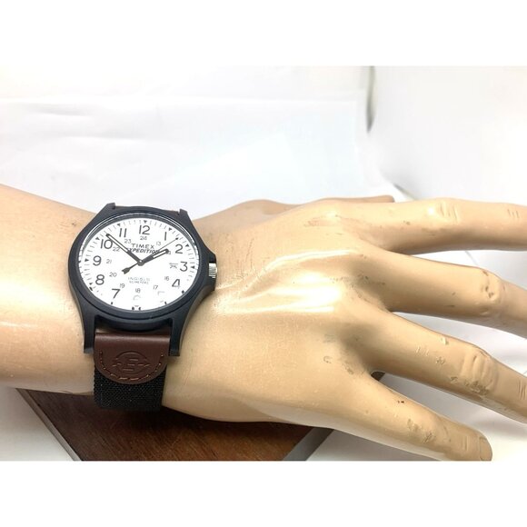 Timex Men's Watch TW4B08200 Expedition Quartz Indiglo White Dial Nylon Leather - Picture 5 of 15